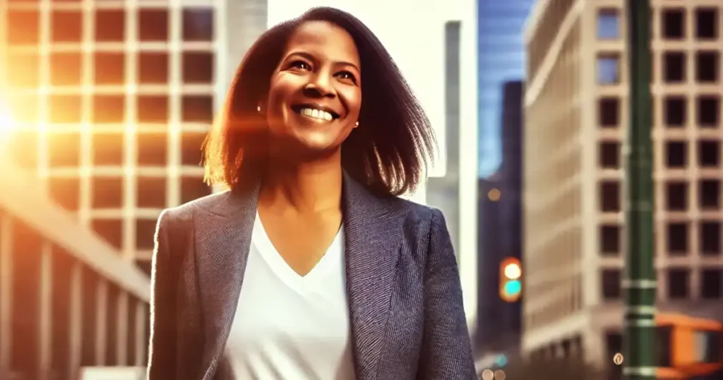 Woman showing how to create a mindset for success and achieving her goals