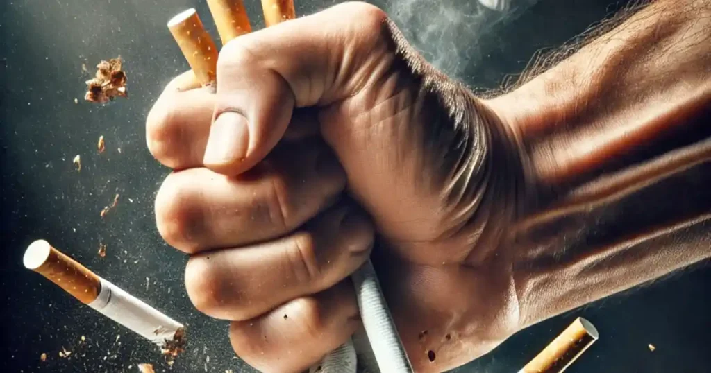 hand crushing cigarettes to represent how to set and achieve goals
