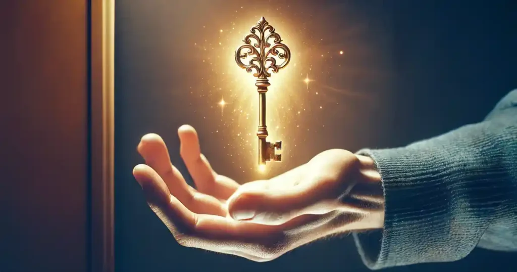 golden key in palm of hand representing motivational quotes that will inspire action